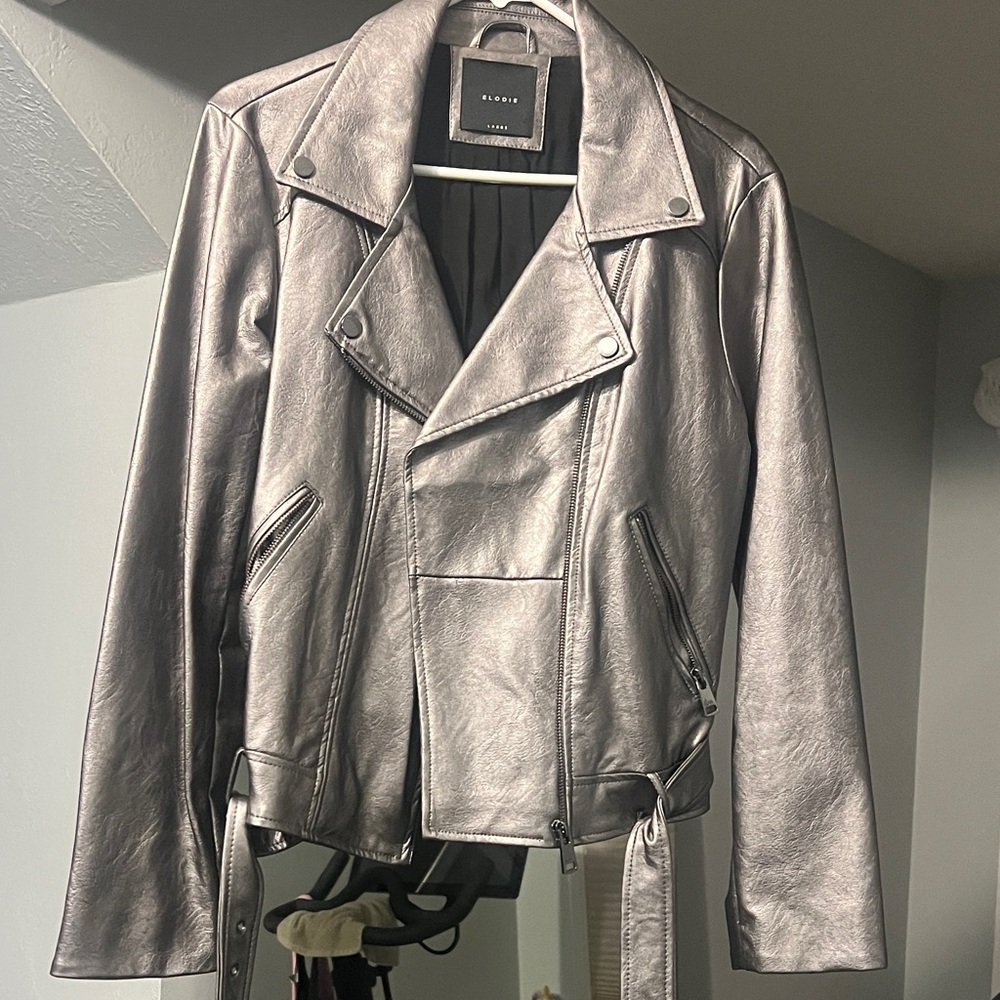 Elodie Silver Leather Jacket